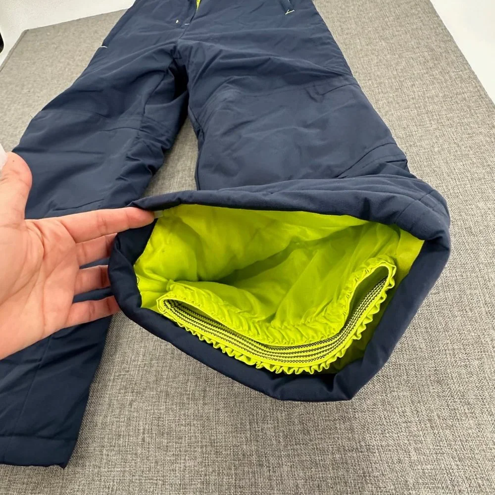 Essentials Boys Snow Pants Water‎ Resistant Navy Blue Neon Green Large (10) New